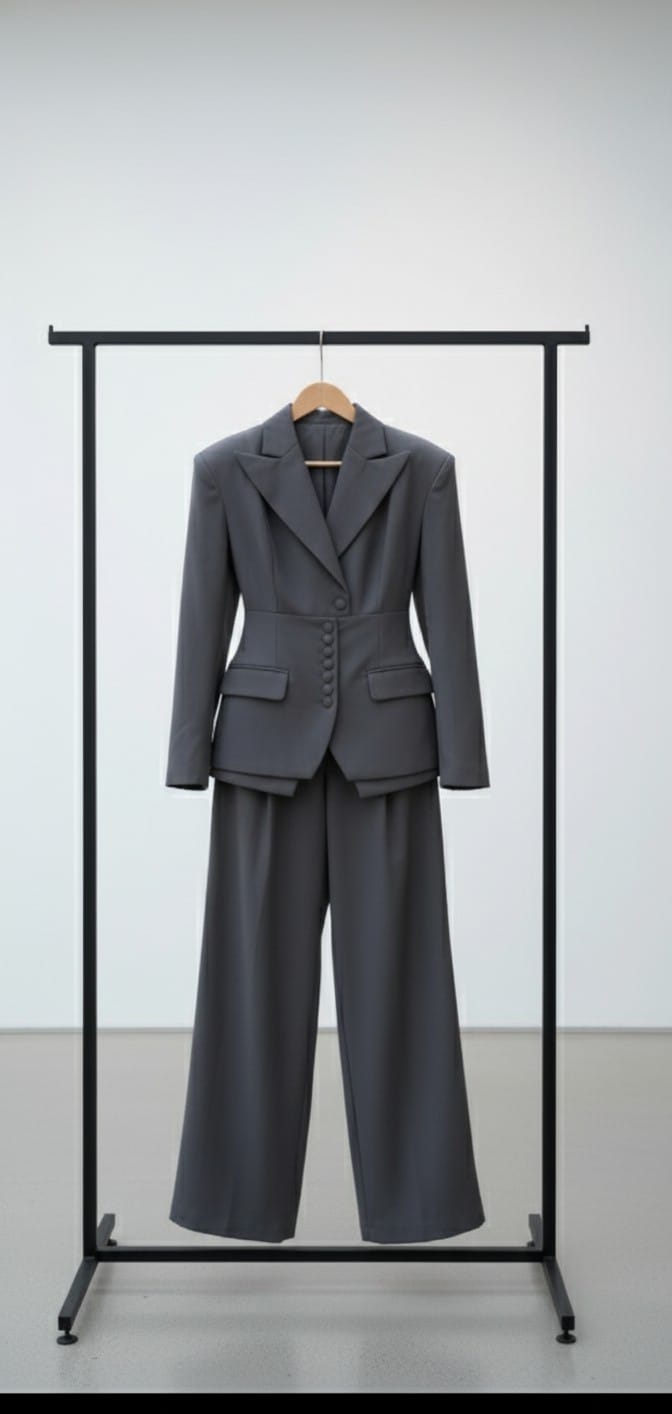Premium Black Power Suit for Women | Elegant Formal Blazer & Wide-Leg Pant Set | Luxury Office & Event Wear